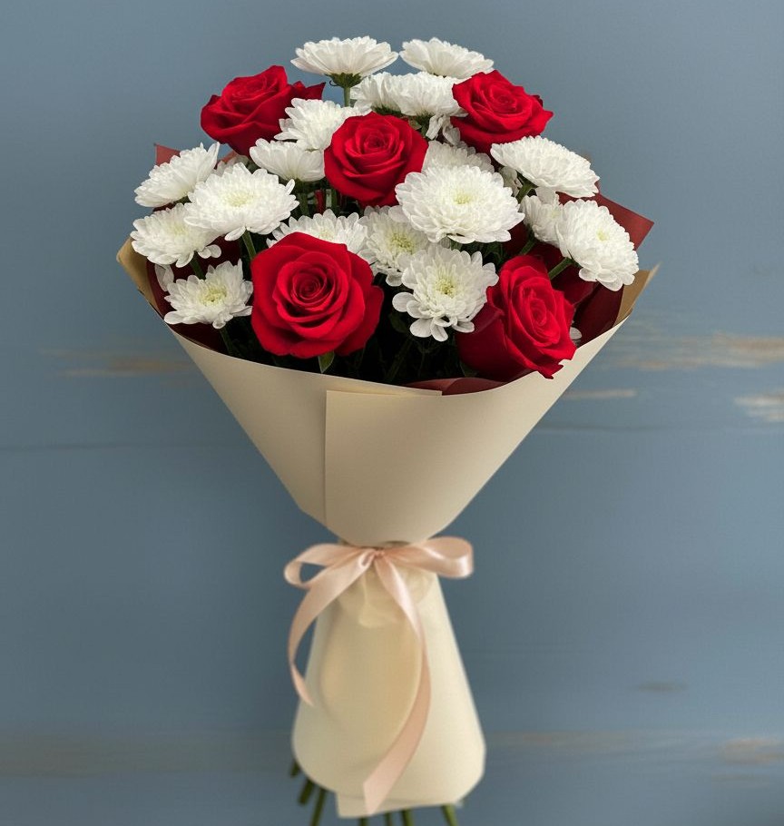 Букет цветов из: Розы и Хризантемы в Акташ