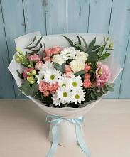 Букет цветов из:  Розы, Лизиантусы и Хризантемы в Акташ