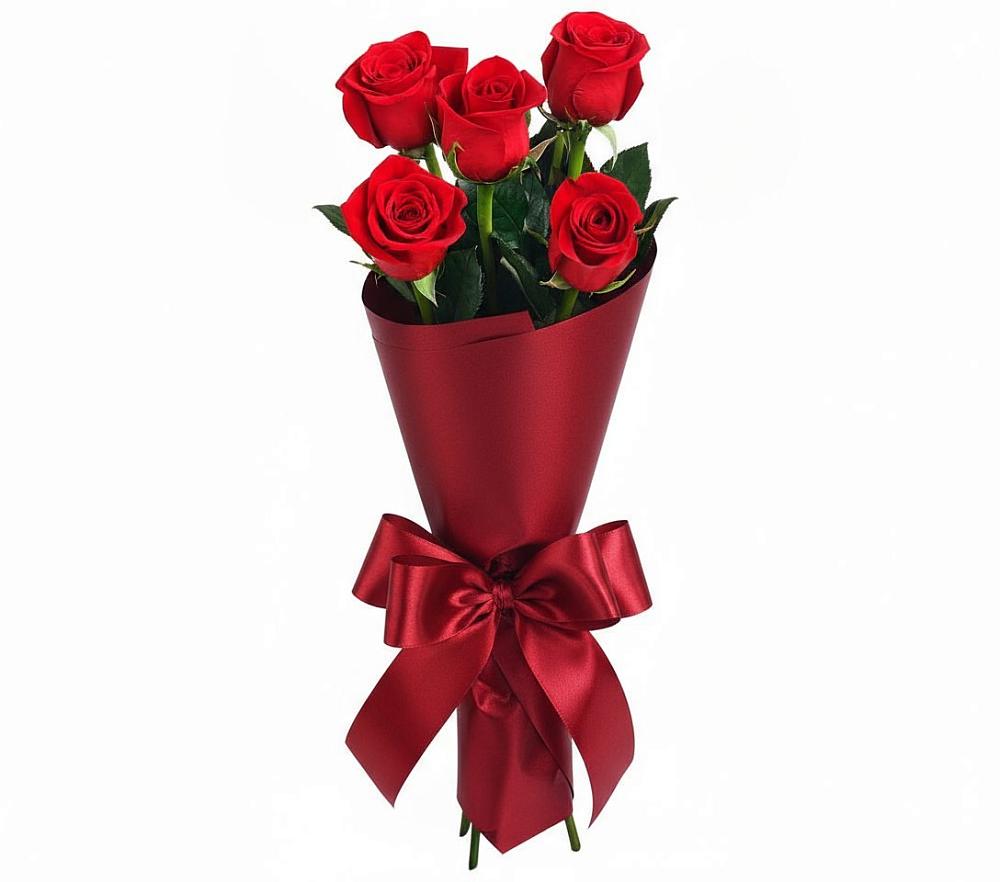 Букет 5 Красных роз Эдлесс Лав в Акташ