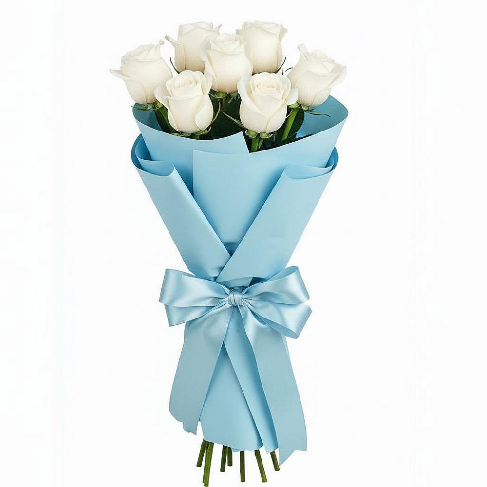 Букет 7 белых роз Проуд в Акташ