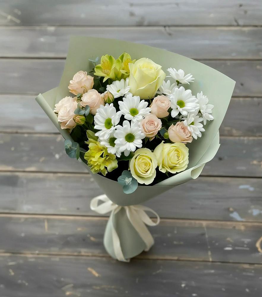Букет цветов из: Альстромерии, Розы и Хризантемы в Акташ