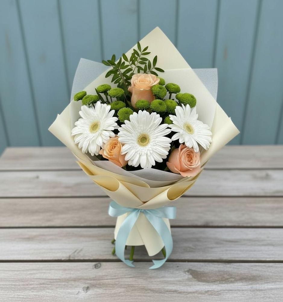 Букет цветов из: Герберы, Розы и Хризантемы в Акташ