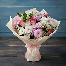 Букет цветов из:  Хризантемы, Альстромерии и Розы в Акташ