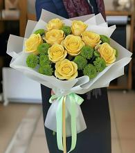 Букет цветов из:  Хризантемы и Розы в Акташ