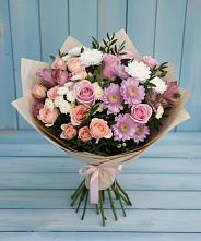 Букет цветов из:  Хризантемы, Розы и Альстромерии в Акташ