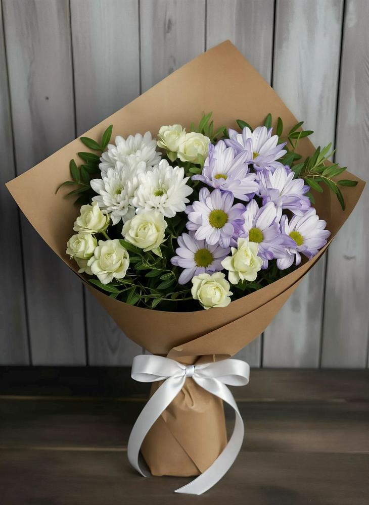 Букет цветов из: Хризантемы и Розы в Акташ